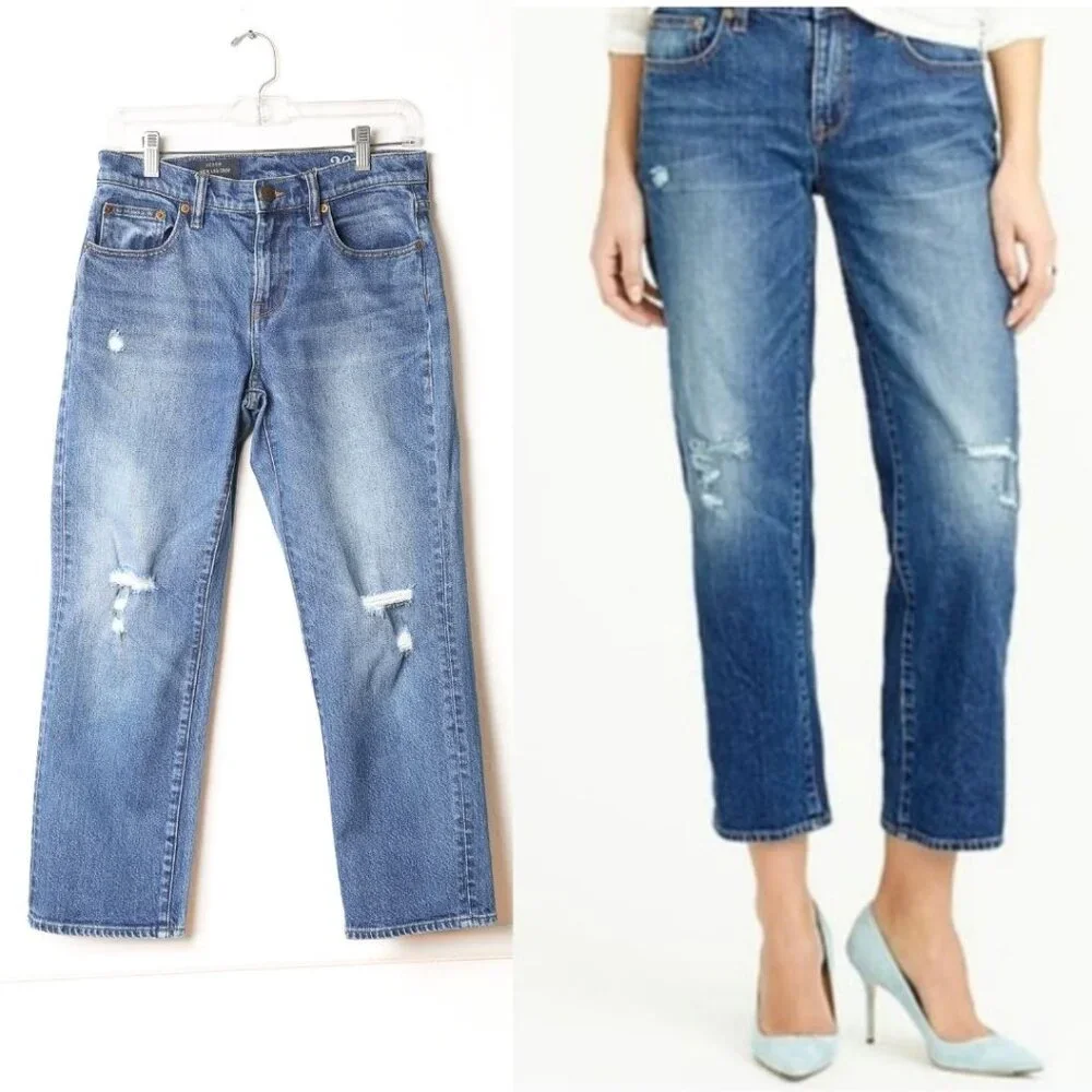J. Crew Wide Leg Crop Distressed Jeans Size 26